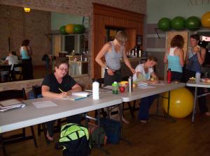 Studying on break: Vicki, Erin, Kelly, Dawn, Tracey